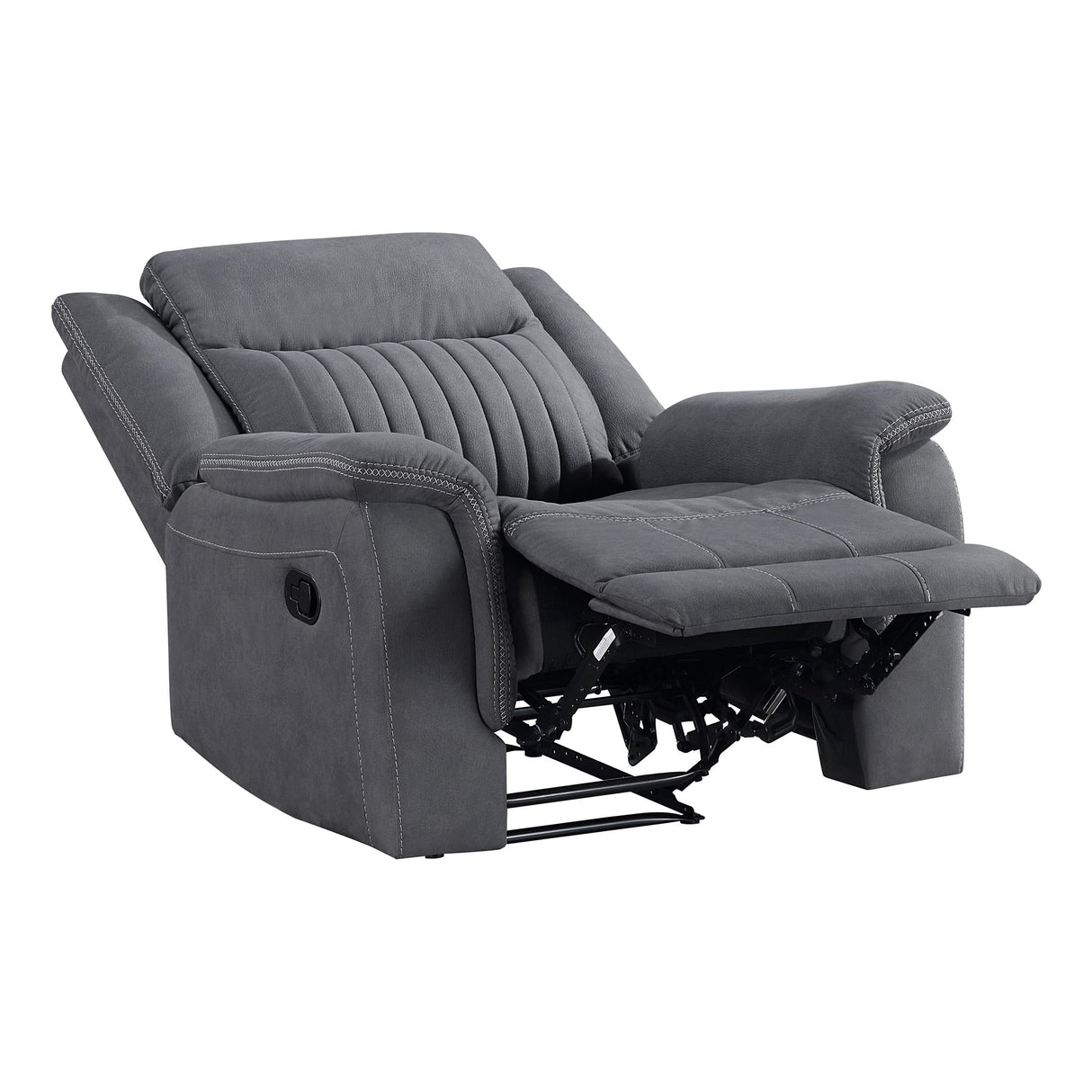 Lexicon Manual Recliner Chair, Polished Microfiber Reclining Sofa Chair, Home Theater Seating, Wall Hugger Manual Recliner for Living Room/Office/Apartment, Gray Lexicon