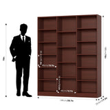 FACBOTALL Triple Wide Bookshelf, 6 Tier Large Bookshelf, Bookcase with 17 Open Display Shelves, 74'' Tall Bookcases and Bookshelves for Living Room, Home Office, Library, Cherry FACBOTALL