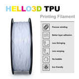 HEllO3D TPU Filament 1.75mm Flexible 3D Printer Filament,85A Soft 3D Printer Filament,TPU Elastomer 3D Filament,Vacuum Packed,Dimensional Accuracy +/- 0.05mm,1Kg Spool (1KG)(White) HELLO3D