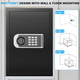 3.0 Cuft Safe Box, Home Safe Fireproof Waterproof, Security Digital Safe Box with Electronic Keypad, Spare Key, Smart Alert, Mute Mode, Anti-Theft Fireproof Safe for Document Money Valuable FOWORE