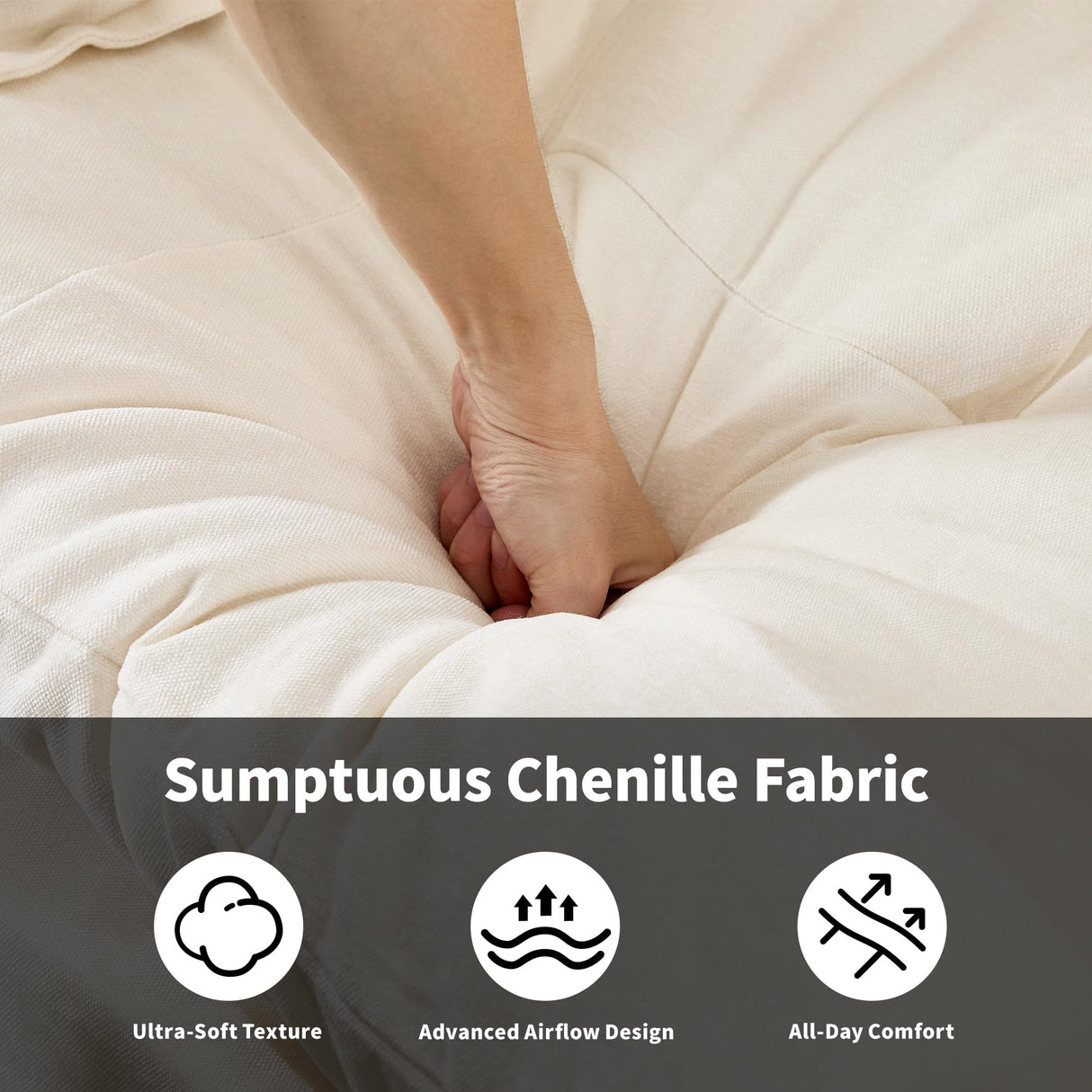 84" Loveseat Sofa, Modern Couches for Living Room,Double-Layer Cushion Cloud Couch with Deep Seat,Super Comfy Chenille Sofas,Sturdy Frame, Easy Assembly for Bedroom, Apartment, Office, Beige Opiesit