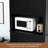 HLR 72" Kitchen Pantry Storage Cabinet, Freestanding Larder Cupboard, Kitchen Hutch Cabinet with Microwave Stand,Utility Pantry with Doors and Shelves for Dining Room, Living Room, Laundry HLR