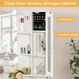 ANWBROAD Large Vanity Desk with Mirror and Lights 45.3" Makeup Vanity with Charging Station Nightstand 3 Lighting Modes Vanity Table Set with 5 Drawers Jewelry Cabinet Glass Door Bedroom White UBDT68W ANWBROAD