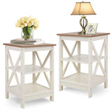 PHI VILLA End Table Living Room Set of 2 - Side Table for Small Spaces Farmhouse Bedside Table, Bedroom Nightstands Set White PHI VILLA