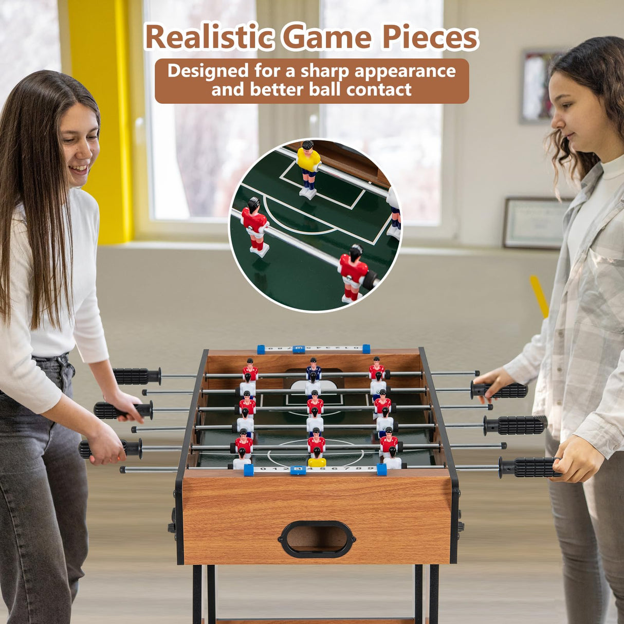 Goplus Folding Foosball Table, 27” Wooden Soccer Game Table with 2 Foosballs & Score Keepers, Indoor Outdoor Portable Football Game Set for Kids Adults, Arcades, Bar, Party, Family Nights Goplus