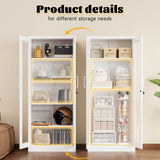 Metal Storage Cabinet with Lock and Glass Doors,Glass Display Cabinet,67" Tall White Storage Cabinets,Locking Curio Cabinets with 5 Shelves for Collectibles,Home,Office,Living Room SISESOL