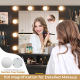 BTHFST Vanity Desk with Lights, Mirror, Charging Station - Black Wood Grain BTHFST