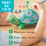 MindWare Paint Your Own Stone Decor: Box Turtle - DIY Craft Kit for Kids Includes Weather Resistant Stone, Paints and Brushes MindWare