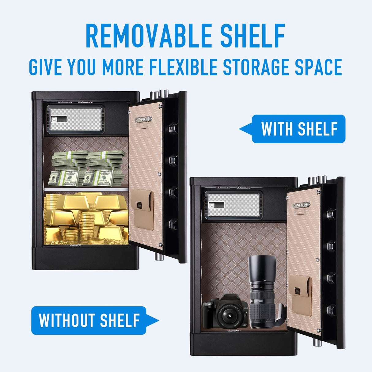 Tenamic Deluxe Biometric Fingerprint Safe Box Smart Touch Screen Fireproof Safe for Home Office Hotel 3.83 Cubic Tenamic