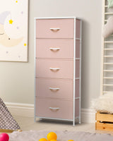 Crestlive Products Tall Dresser for Girls Bedroom, Chest of 5 Drawers, Fabric Storage Tower, Clothing Organizer for Bedroom, Hallway, Entryway, Closets, Nursery(Pink) Crestlive Products