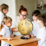 12'' Retro Illuminated World Globe with Wooden Stand, 2-1 Educ & Décor Antique Night Light up Globe Built in LED & HD Printed Map, Antique Illuminated Globe for Adults & Kids, Home Décor, Office BSHAPPLUS
