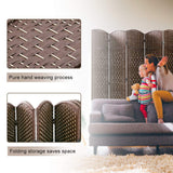 Room Divider 6 Panel Folding Privacy Divider 6 Ft Indoor Wall Divider Portable Partition Wood Screen, Brown FDW