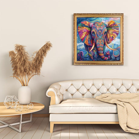 Abstract Elephant Diamond Art Kits for Adults, Animal Diamond Painting for Beginners, Diamond Dot, Dimond Art Paintings Kit, DIY Gem Painting Kit, Crafts for Adults, Home Wall Decor Gifts (14x14inch) Rekxtmo