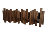 GOGREEBELL Natural Wood Wall Mounted Piano Coat Rack| Coat Rack Wall Mount| Flip Down Wall Hook Rack 5 Hooks| Entryway Wall Storage with Hooks,Made of Black Walnut.Wall Art GOGREEBELL