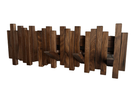 GOGREEBELL Natural Wood Wall Mounted Piano Coat Rack| Coat Rack Wall Mount| Flip Down Wall Hook Rack 5 Hooks| Entryway Wall Storage with Hooks,Made of Black Walnut.Wall Art GOGREEBELL