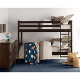 DHP Dylan Espresso Twin-Over-Twin Convertible Bunk Bed with Ladder and Guardrail DHP