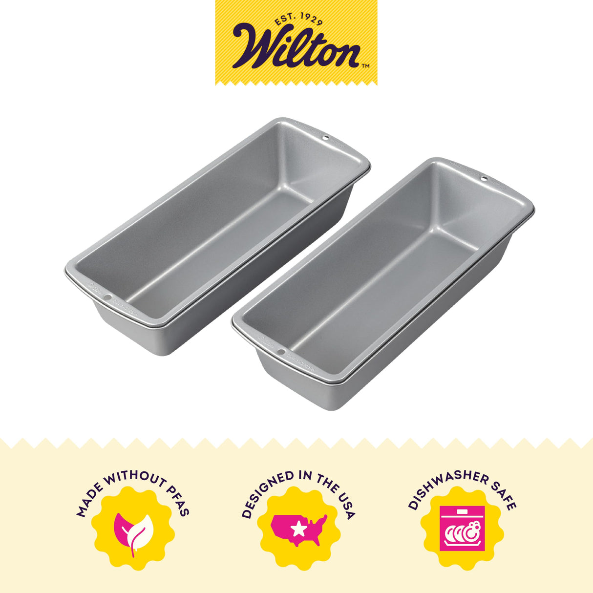 Wilton Non-Stick Loaf Pans, Baking Pans For Oven Non-Stick Steel Loaf Pans With Even Heat Distribution, Bread Baking Supplies 2-Piece Set Baking Pans Sets Nonstick (Gray) Wilton