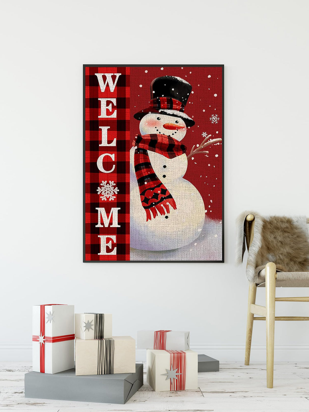 Winter Diamond Painting Kits for Adults, Welcome Snowman Diamond Art Kits for Beginners, DIY Full Drill Round Christmas 5D Paint with Diamonds Kit Gem Art, Christmas Home Wall Decor 12 x 16 Inch KINPLUB