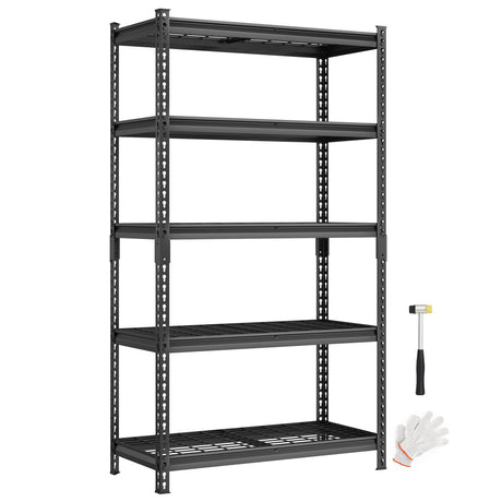 SONGMICS 5-Tier Storage Shelves, Heavy-Duty Garage Shelving, Adjustable Shelving Unit, Steel Shelf, Boltless Assembly, for Garage, Shed, 2,250 lb Load, 18 x 36 x 72 Inches, Ink Black UGLR453B01 SONGMICS