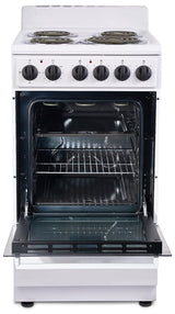 Premium Levella 20" Electric Range with 4 Coil Burners and 2.2 Cu. Ft. Oven Capacity in White PremiumLevella