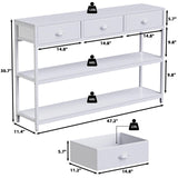 White 47" Console Sofa Table with 3 Drawers and Multi-Tier Storage Shelves for Entryway and Living Room Furologee