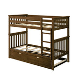 Max & Lily Bunk Bed, Twin-Over-Twin Bed Frame for Kids with Trundle, Walnut Max & Lily