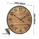UPPER DECOR Rustic Farmhouse Wall Clocks for Living Room Decor, Large 24 inch Wall Clock with Dark Brown Wooden Face and Black Metal Frame, Silent Battery Operated for Kitchen Bedroom Entryway UPPER DECOR