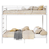 VINGLI Bunk Bed Twin Over Twin with 15 Inches Extra High Guardrail 2 Deckers Bunk Bed with Stairs & Flat Rungs, Heavy Duty Metal Slats, No Box Spring Needed, White VINGLI