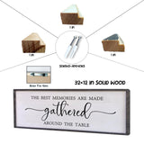 The Best Memories Are Made Gathered Around The Table Wall Decor 32"x12" Large Rustic Farmhouse Dining Room Wood Framed Modren Signs Kitchen Home Simple Hanging Wall Art (Black) Surfapans