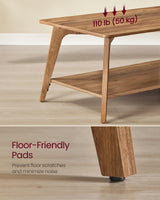 VASAGLE MAEZO Collection - Coffee Table, 2-Tier Center Table with Storage, Tapered Legs, Curved Transitions, 21.7 x 39.4 x 17.7 Inches, Easy to Assemble, for Living Room, Honey Brown ULCT249K01 VASAGLE