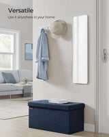 SONGMICS Mazie Collection - 30 Inches Storage Ottoman, Foldable Storage Bench with Flipping Lid, 660 lb Load Capacity, for Entryway, Living Room, Bedroom, Midnight Blue ULSF046Q02 SONGMICS