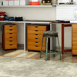 Adeptus Original Roll Cart, Solid Wood, 6 Drawer Extra Wide Drawers Roll Carts, Medium Pine ADEPTUS