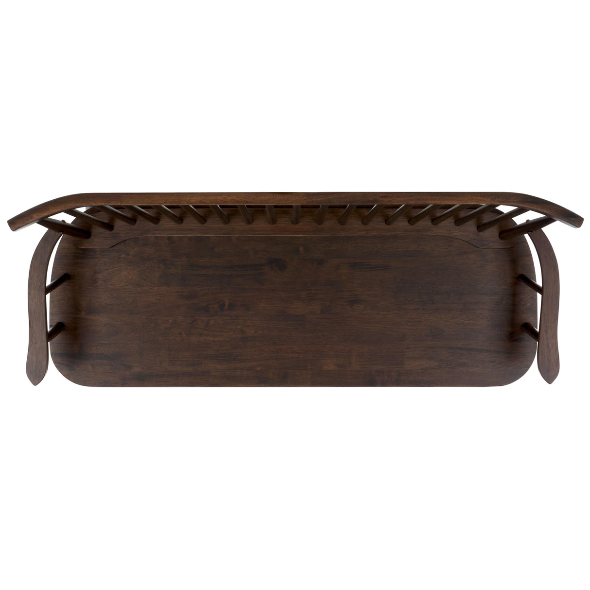 SAFAVIEH Home Collection Addison Farmhouse Dark Walnut Solid Wood Windsor Spindle Loveseat Bench Safavieh