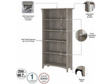 Bush Furniture Salinas 5 Shelf Tall Bookcase Set of 2 - Driftwood Gray Bush Business Furniture