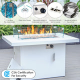 RADIATA 9 Pieces Aluminum Patio Furniture with Fire Pit Conversation Set with 29'' Large Depth Seat Outdoor Luxury Sofa Set (Dark Gray with White Aluminum) RADIATA