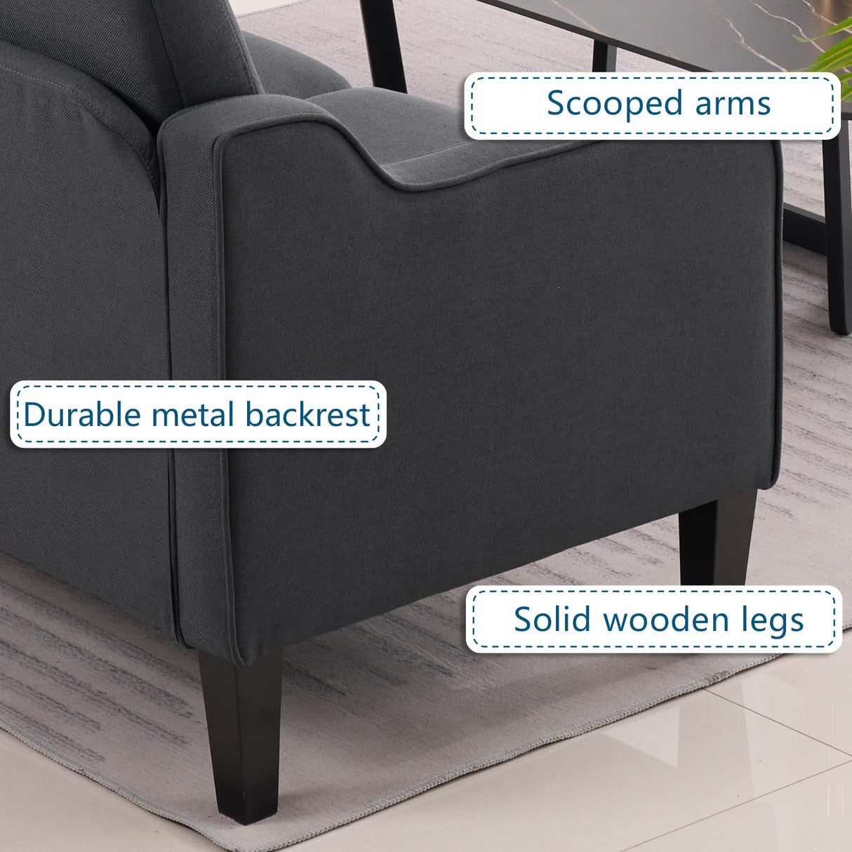 VINGLI Mid-Century Modern Grey Loveseat and Sofa Set,53" Small Love Seat+71" Sofa Couch for Living Room,Bedroom,Apartment(Grey) VINGLI