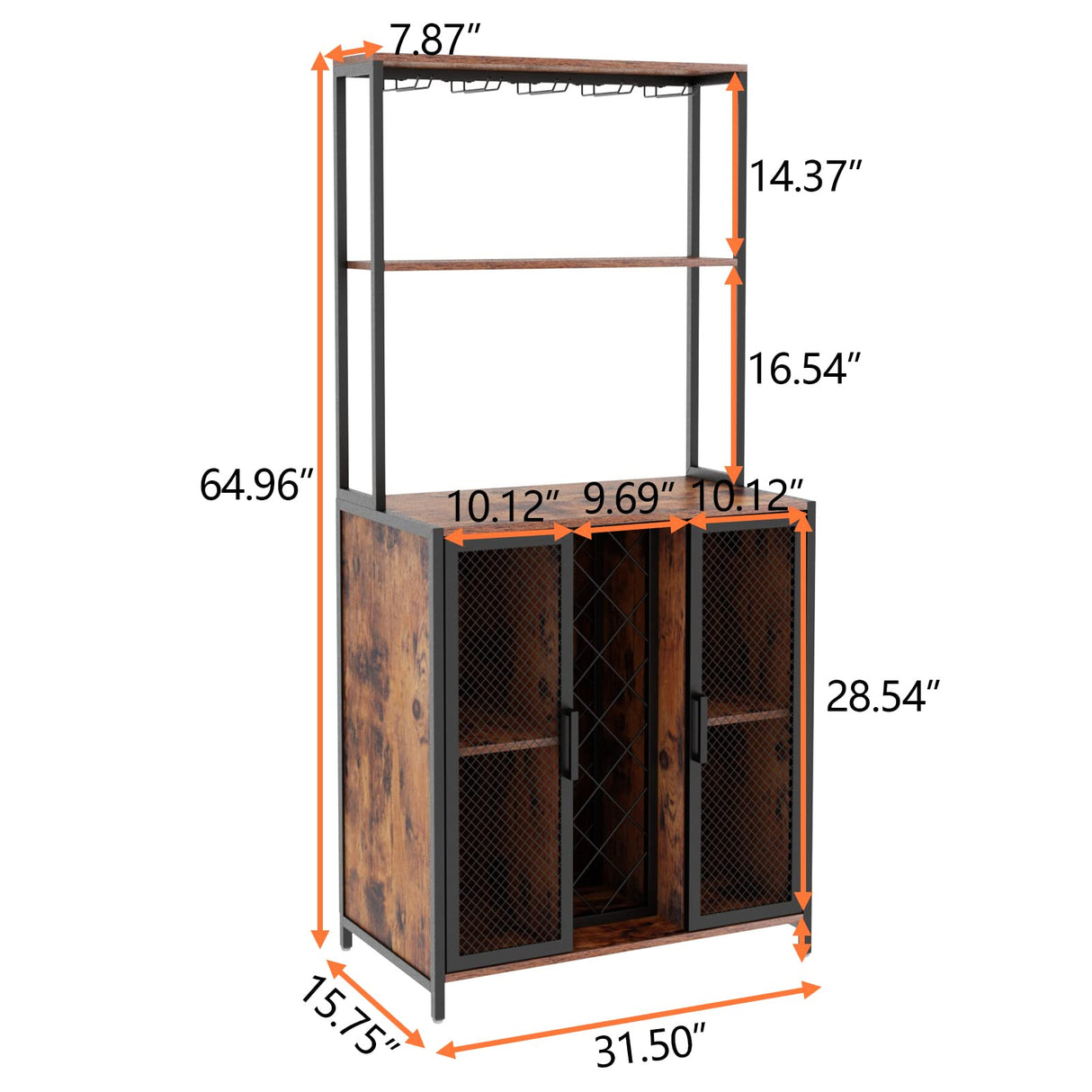 Loomie 5-Tier Rustic Wine Bar Cabinet with LED Lights & Adjustable Shelves Loomie