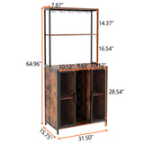 Loomie 5-Tier Rustic Wine Bar Cabinet with LED Lights & Adjustable Shelves Loomie