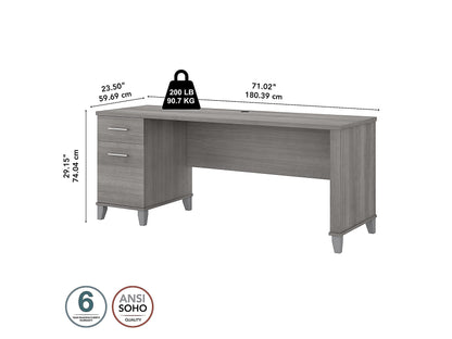 Bush Furniture Somerset 72W Office Desk with Drawers in Platinum Gray - WoodArtSupply