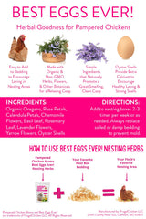 Pampered Chicken Mama Best Eggs Ever! Nesting Herbs for Chickens (10 Ounces) Calcium Supplement for Chickens | Chicken Feed Supplies, Hen Treats for Coops Pampered Chicken Mama