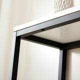 loglus Console Table for Entryway, Faux Marble MDF Sofa Table with Golden Frame (Double Layer, Black Frame) loglus