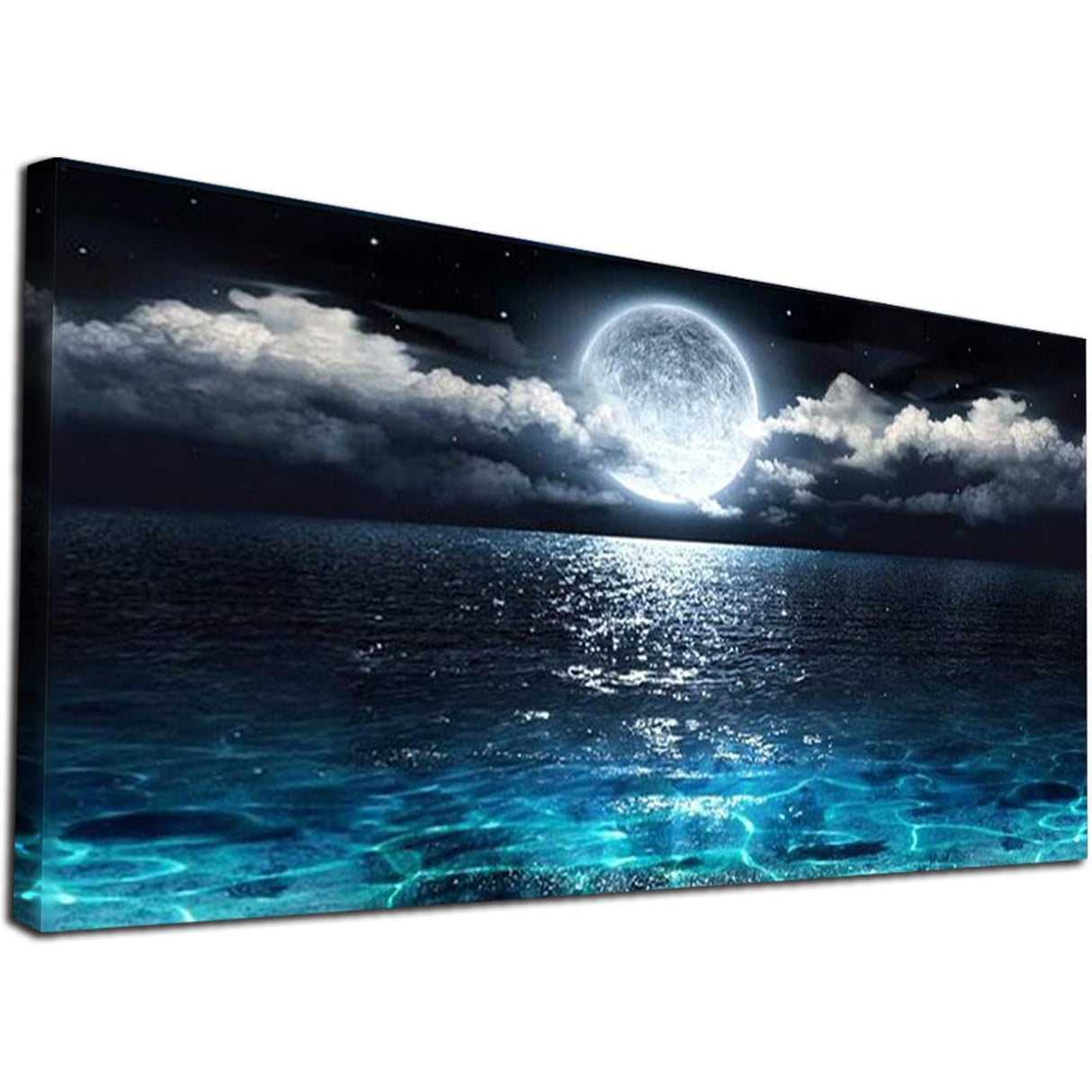 JATOK Large Diamond Painting Kits for Adults (31.5 x 15.7 inch) DIY 5D Sea Moon Full Round Drill Crystal Rhinestone Embroidery Pictures Arts Paint by Number Diamond Art Kits for Home Wall Decor JATOK