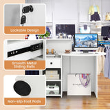 Tangkula Reception Desk, Front Counter Desk with Lockable Drawer & Adjustable Shelf, Oval Desktop, Retail Counter for Checkout, Computer Workstation for Salon Lobby Home Office Tangkula