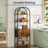 HOOBRO 5-Tier Bookshelf, Arched Bookcase with 2 Drawers, Tall Industrial Style Display Rack, Modern Standing Bookcase with Metal Frame for Office, Bedroom, Kitchen, Rustic Brown and Black BF175SJ01 HOOBRO