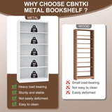 CBNTKI Metal Bookcase and Bookshelf, 66 in Tall Heavy Duty Bookshelf with 4 Adjustable Storage Shelves, Large Deep Bookcase for Home, Library, Office, Bedroom, School, White CBNTKI