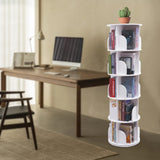 ZAWAYINE 5-Tier 360° Rotating White Bookshelf for Stylish Storage and Display ZAWAYINE