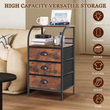 Jixlantuc Nightstand Bedside Table Drawer Organizer Side Table with Fabric Drawers End Tables Living Room Night Stand Chest of Drawers for Bedroom,Hallway, Entryway Jixlantuc