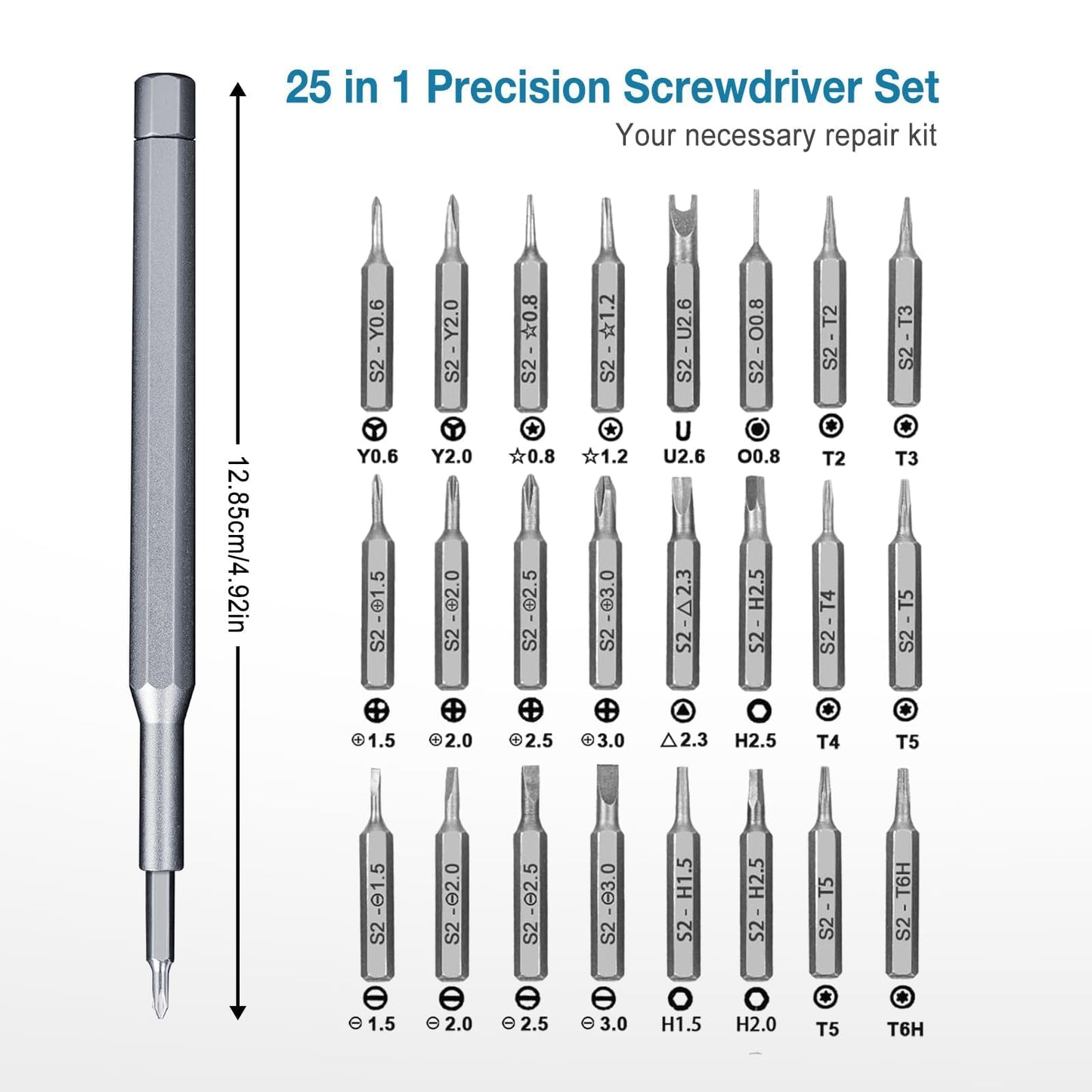 25-in-1 Small Precision Screwdriver Set, Professional Magnetic Mini Repair Tool Kit for Phone, Computer, Watch, Laptop, Macbook, Game Console, Electronic Jewelry, Toys, Computer, Eyeglass Rep - WoodArtSupply