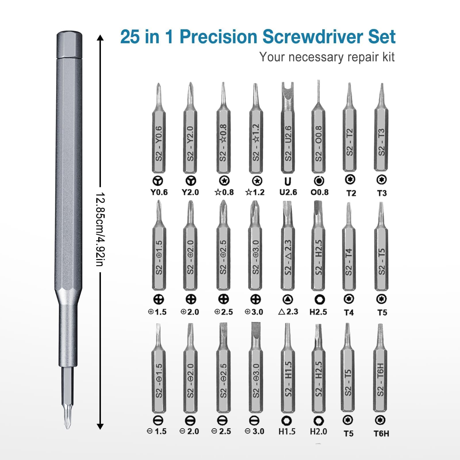 25-in-1 Small Precision Screwdriver Set, Professional Magnetic Mini Repair Tool Kit for Phone, Computer, Watch, Laptop, Macbook, Game Console, Electronic Jewelry, Toys, Computer, Eyeglass Rep - WoodArtSupply