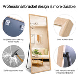 TheiaMo 65"×22" Wooden Full Length Mirror, Floor Mirror with Standing Holder Leaning/Hanging Mirror Wood Frame Large Wall-Mounted Mirror for Bedroom/Living Room, Solid Wood TheiaMo